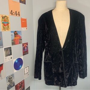 Vintage Goth Crushed Velvet Floral Blazer